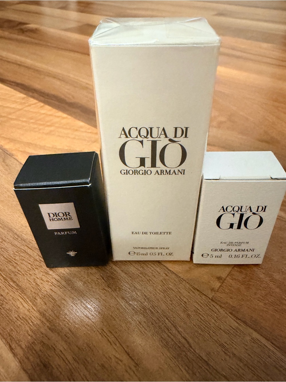 Acqua di Gio and Dior boxes